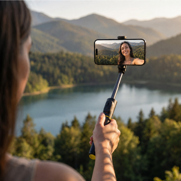 Perche à selfie et trépied en un